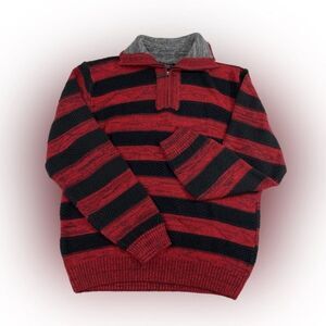 Pronti Collection Sweater Men’s S Black Red Stripe 1/4 Zip Casual Pullover